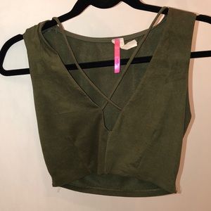 Olive green cut out crop top
